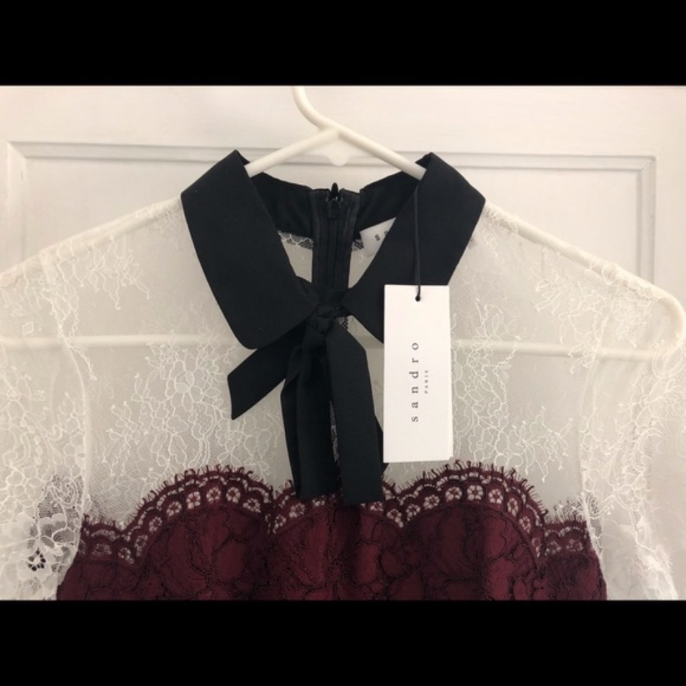 New Sandro Rozen Black Lace Dress - Picture 8 of 11